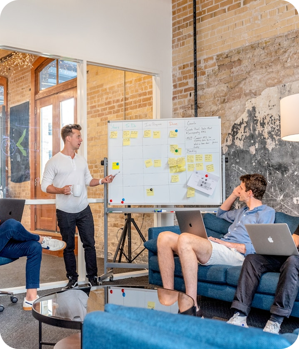 Team collaborating around a table