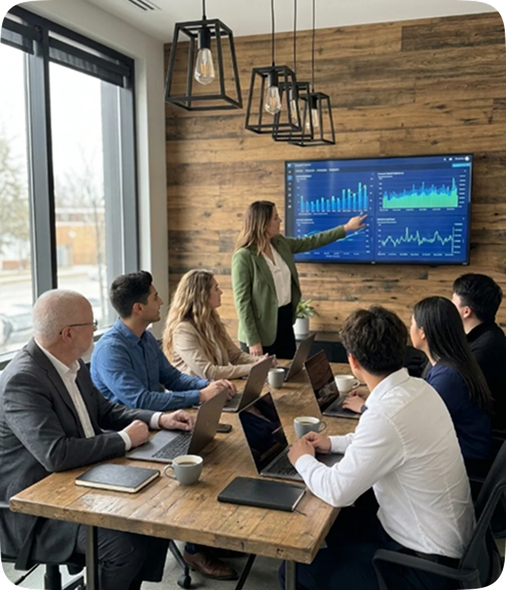 Team discussing business strategy